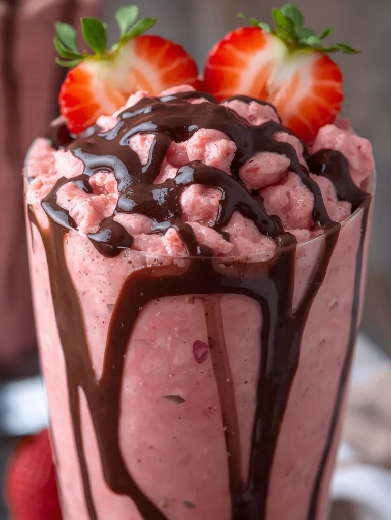 Chocolate Dipped Strawberry Smoothie Valentine Favorite Resturent Serve Style Closeup