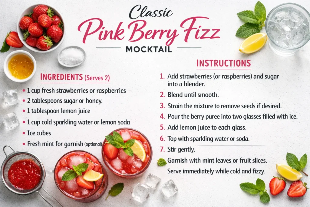Classic Pink Berry Fizz Mocktail Base Recipe