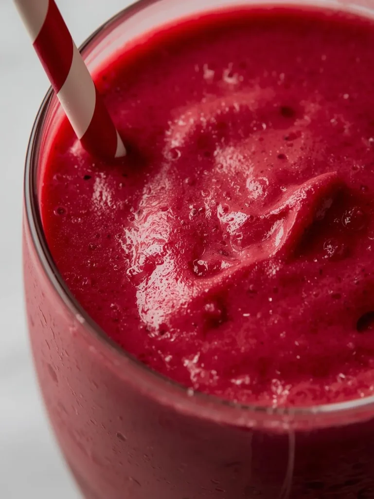 Classic Red Velvet Smoothie Restaurant Serve Style Closeup Modern Glass Or Bowl