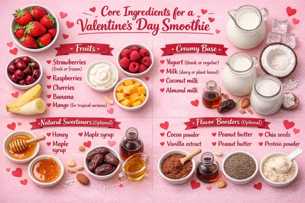 Core Ingredients For A Valentines Day Smoothie