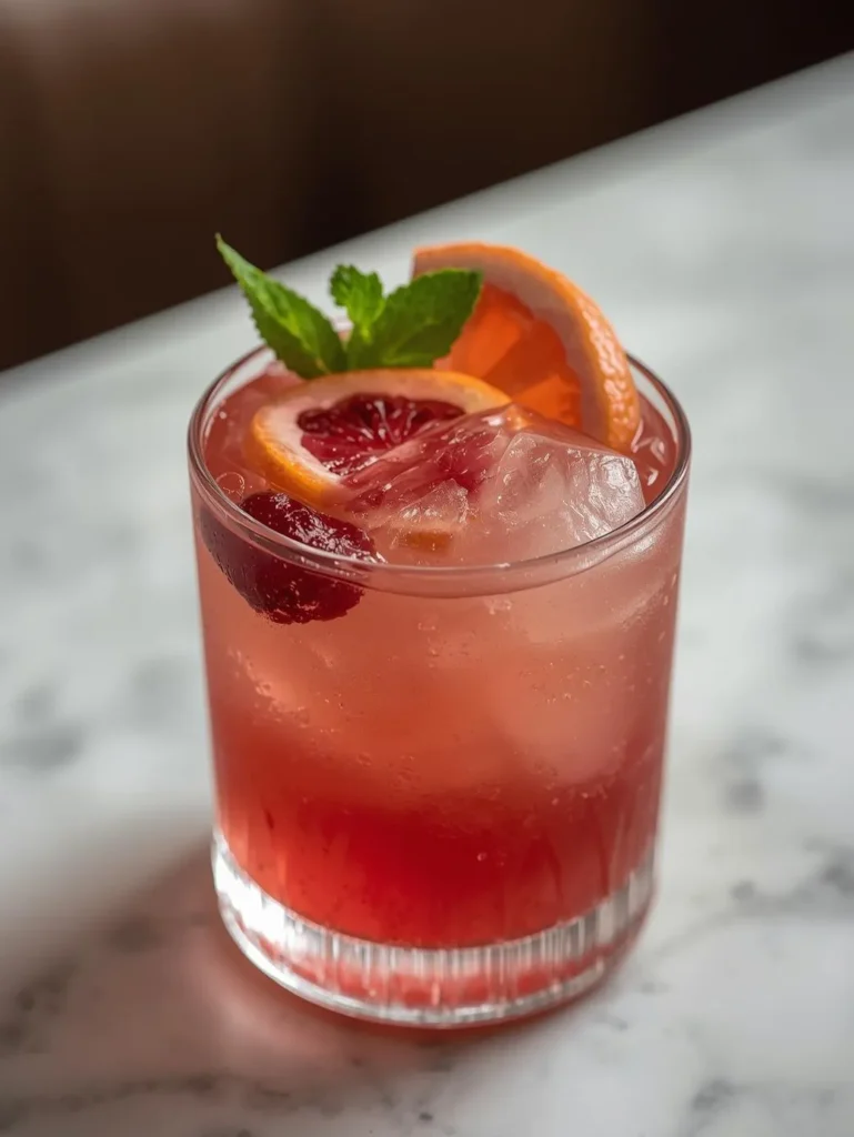 Cranberry Citrus Mocktail Resturent Serve Style Closeup