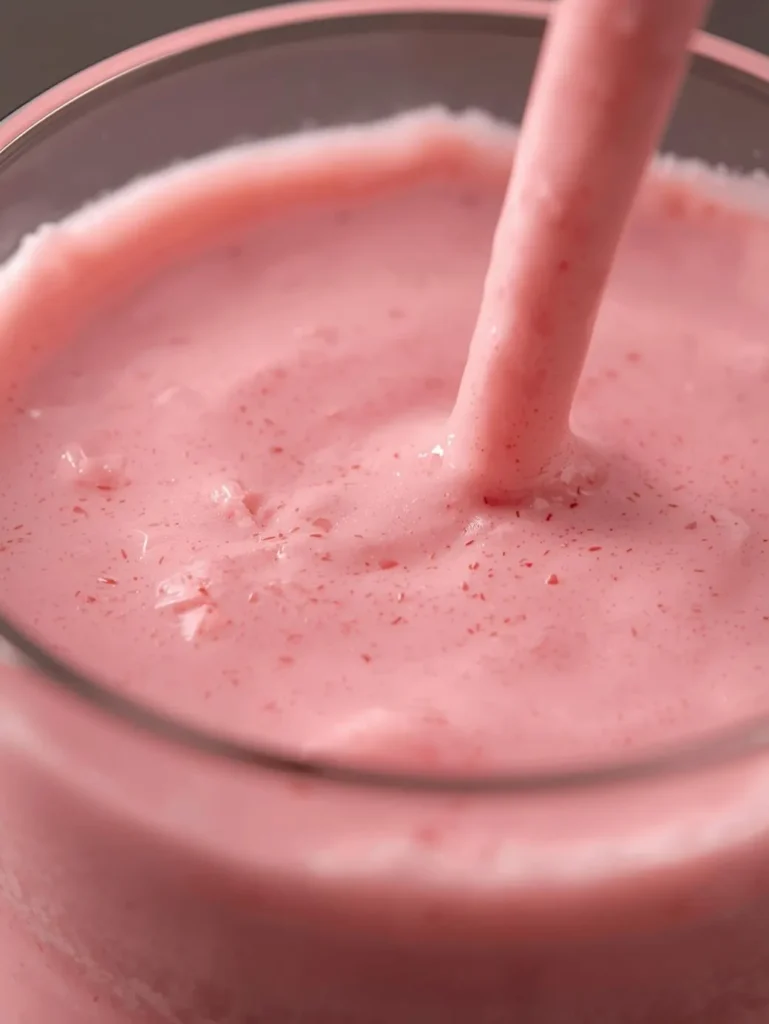 Creamy Cafe Style Strawberry Milk Resturent Serve Style Closeup Mordern Glass Or Bowl