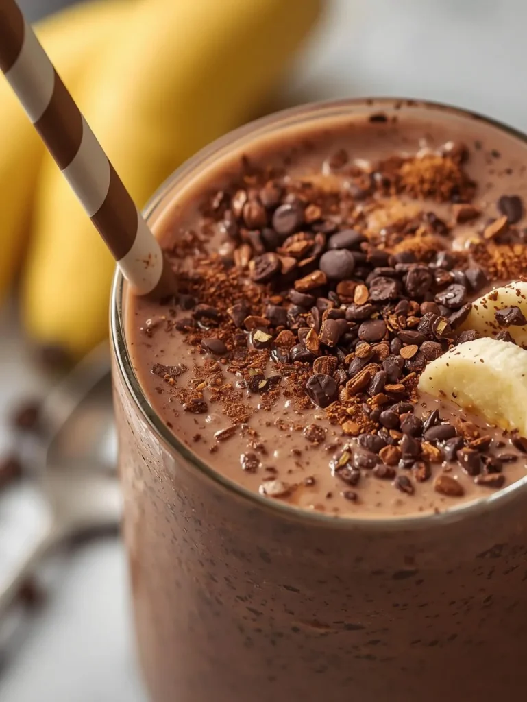 Dairy Free Chocolate Banana Smoothie Resturent Serve Style Closeup Mordern Style