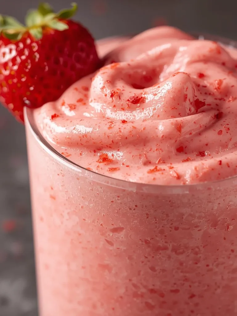 Kids Sweet Strawberry Milkshake Smoothie Resturent Serve Style Closeup