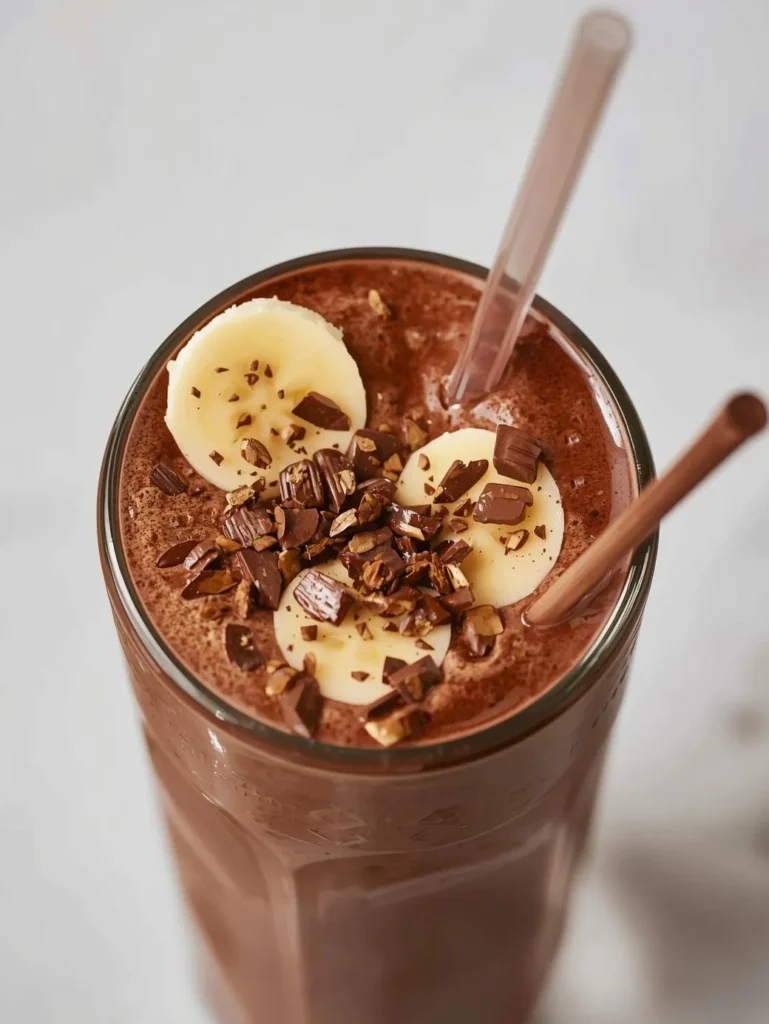 Low Sugar Chocolate Banana Smoothie Resturent Serve Style Closeup Mordern Style