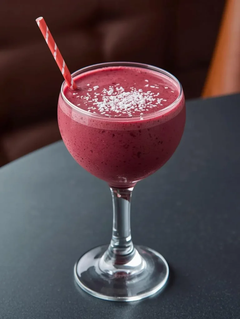 Low Sugar Red Velvet Smoothie  2 Layout Restaurant Serve Style Closeup Modern Glass Or Bowl Modern Table