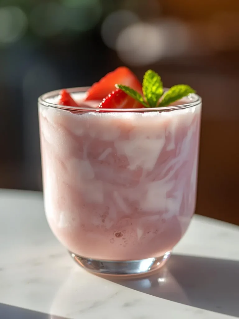 Low Sugar Strawberry Milk Resturent Serve Style Closeup Mordern Style