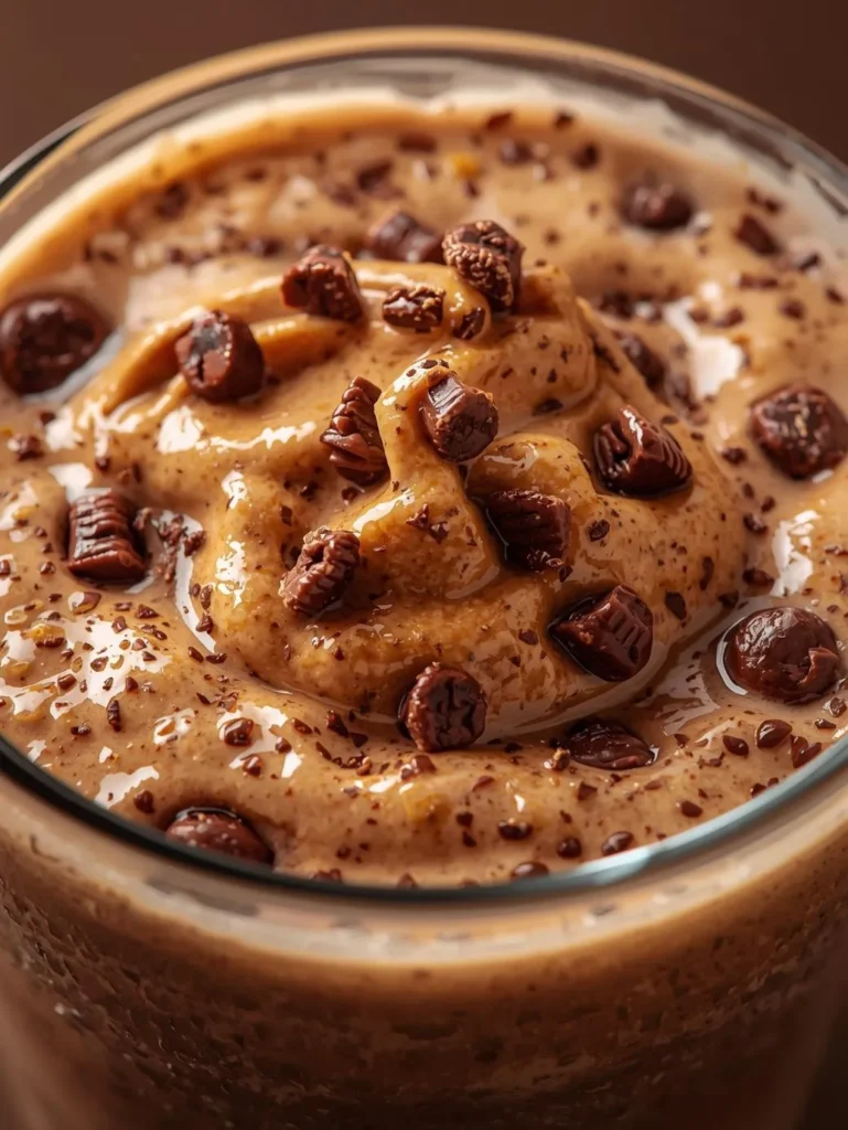 Peanut Butter Chocolate Banana Smoothie Resturent Serve Style Closeup Mordern Style