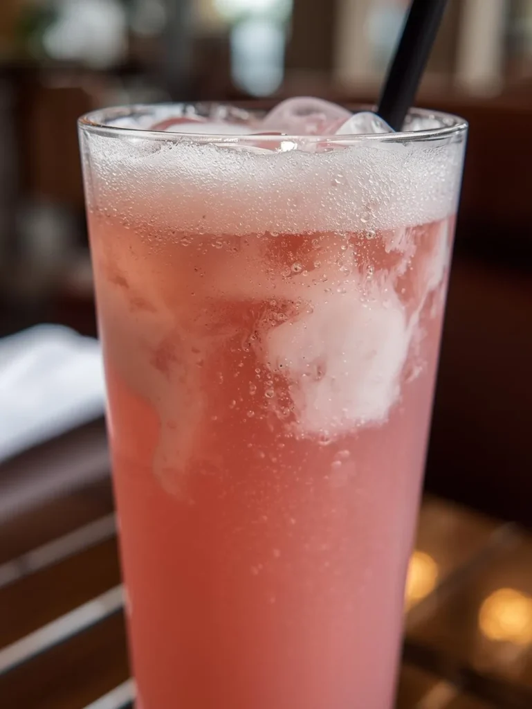 Pink Cream Soda Mocktail Resturent Serve Style Closeup