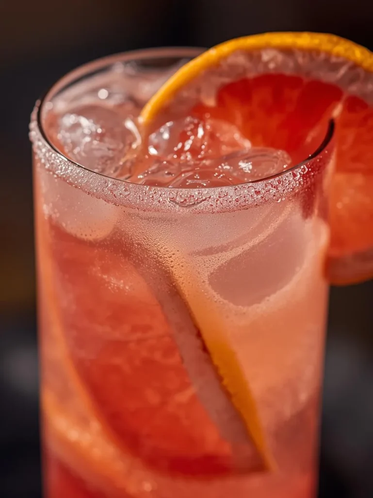 Pink Grapefruit Spritzer Resturent Serve Style Closeup