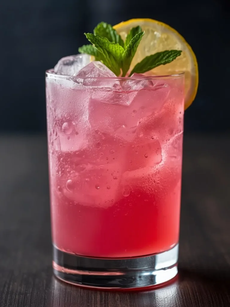 Pink Lemonade Mocktail  Resturent Serve Style Closeup