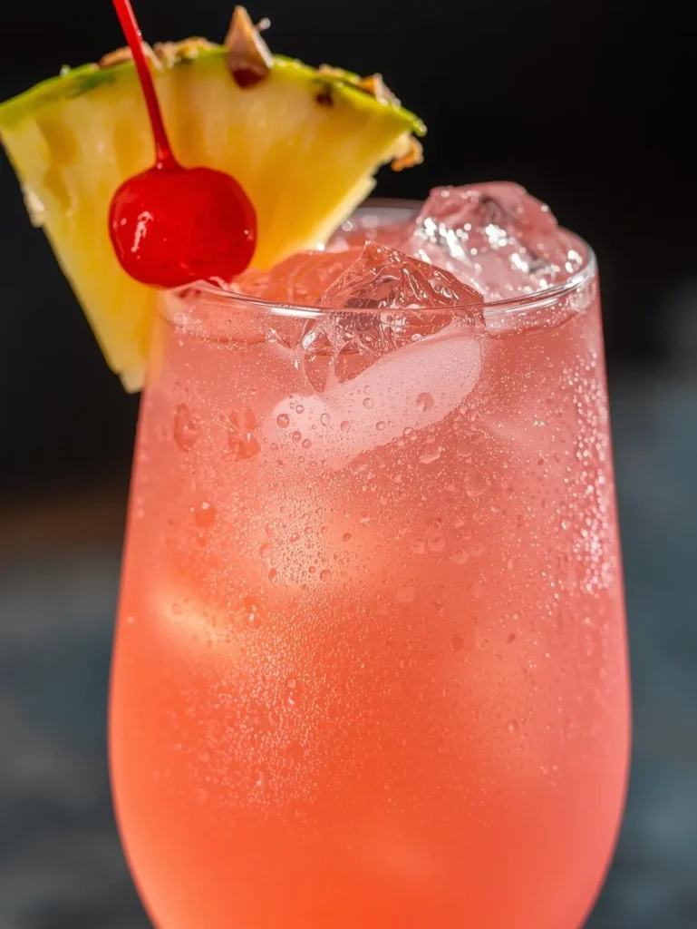 Pink Pineapple Punch Resturent Serve Style Closeup