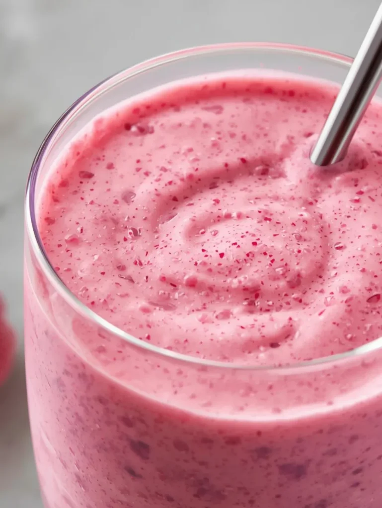 Protein Strawberry Milk Resturent Serve Style Closeup Mordern Glass Or Bowl