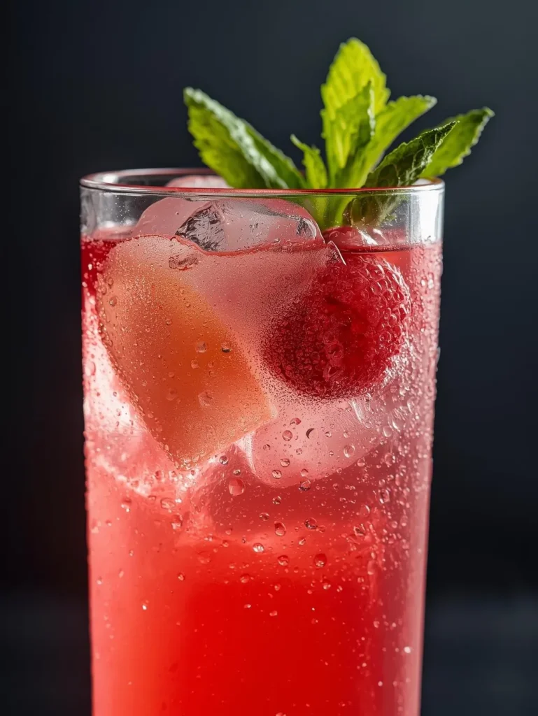 Raspberry Lemon Fizz Resturent Serve Style Closeup