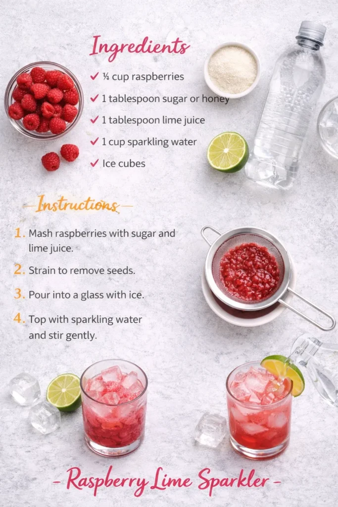 Raspberry Lime Sparkler Recipe Steps