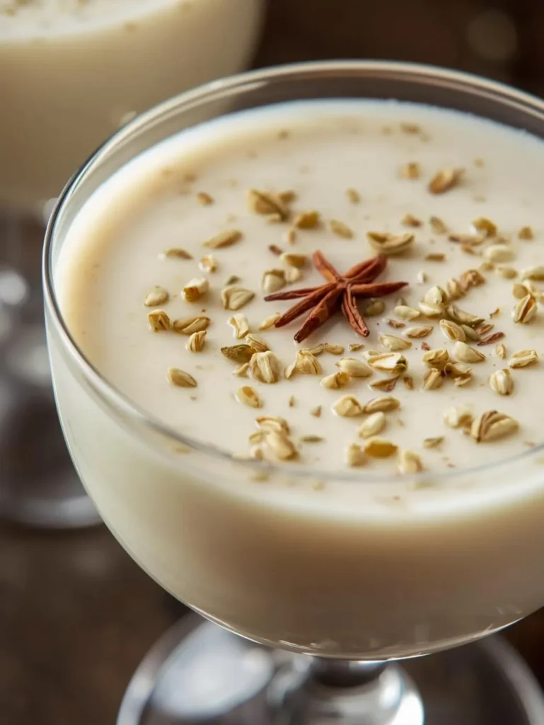 Rose Cardamom Milk Resturent Serve Style Closeup Mordern Glass Or Bowl