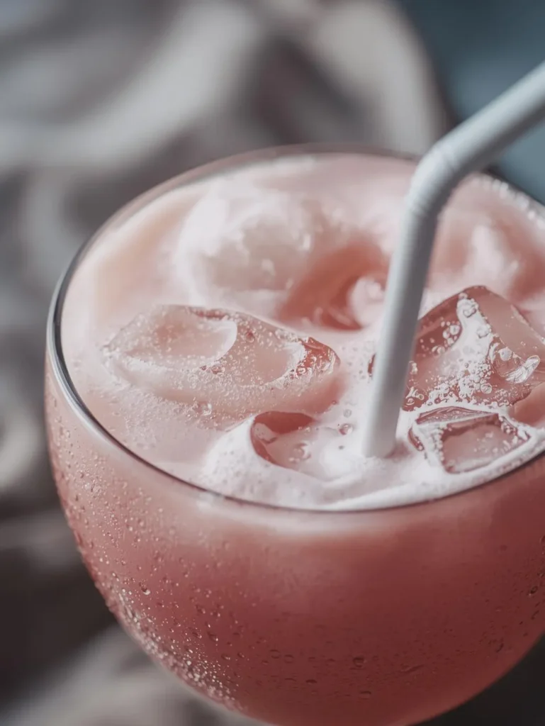 Rose Iced Latte Style Resturent Serve Style Closeup Mordern Glass Or Bowl