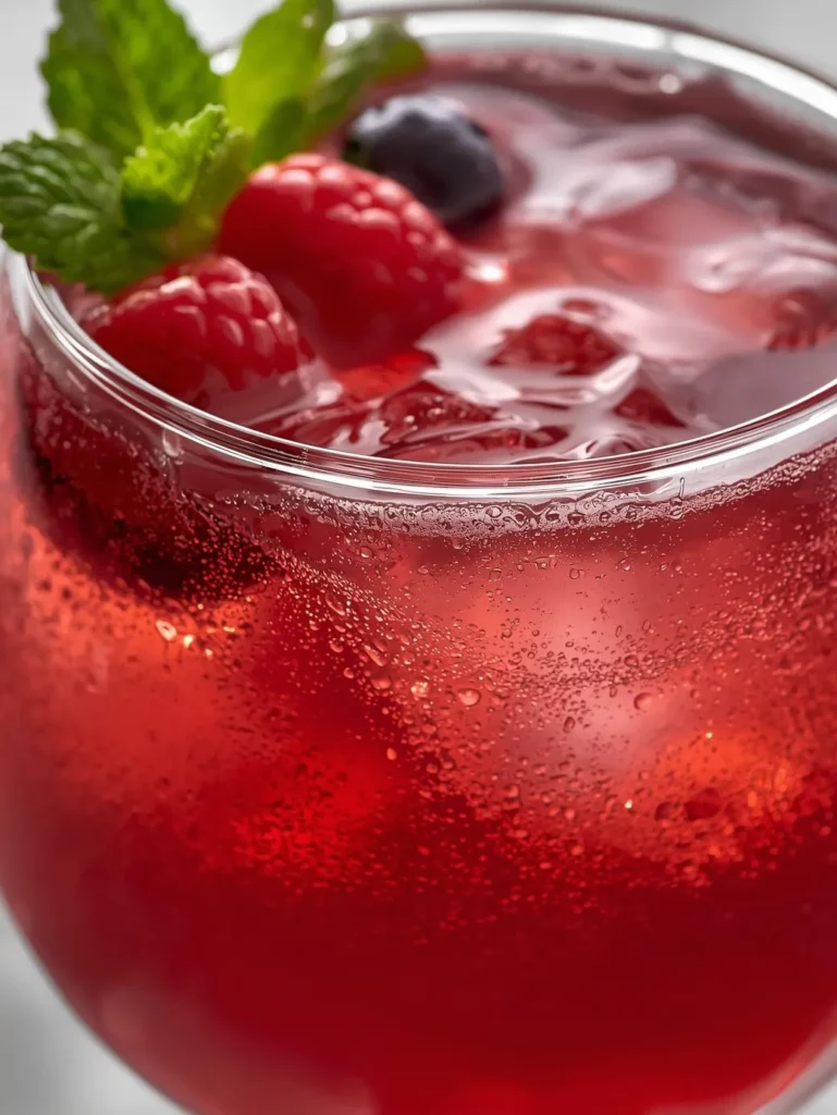 Sparkling Hot Berry Mocktail Restaurant Serve Style Closeup Modern Glass Or Bowl