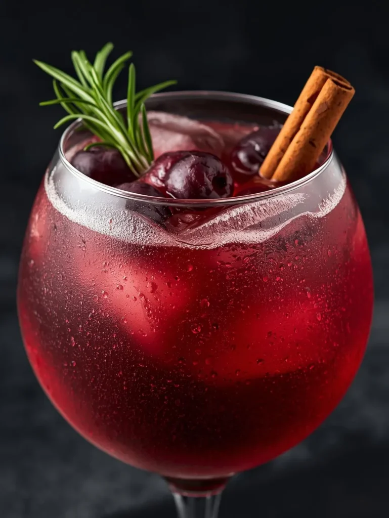 Spiced Winter Berry Mocktail Restaurant Serve Style Closeup Modern Glass Or Bowl