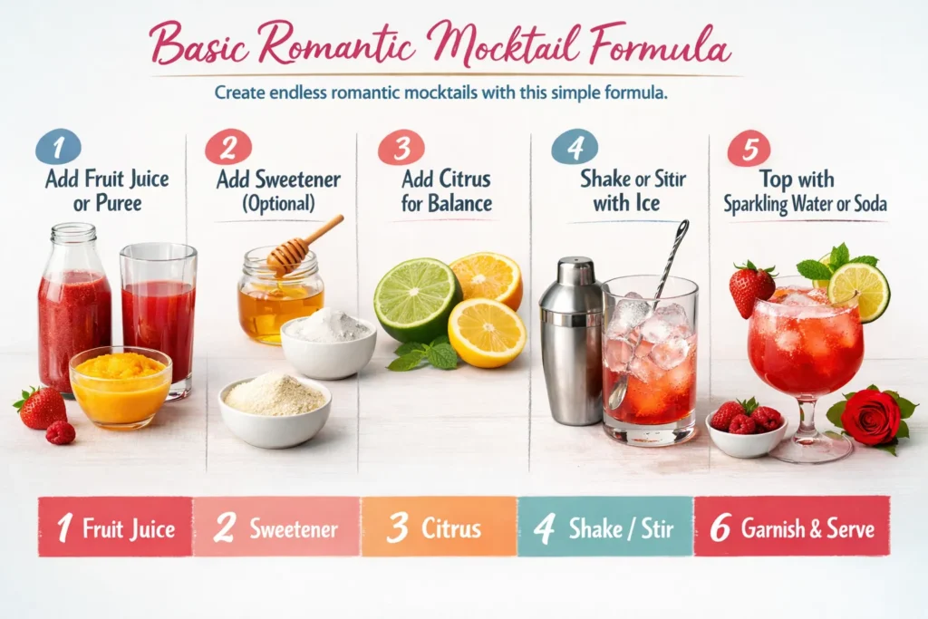 Step By Step Basic Romantic Mocktail Formula