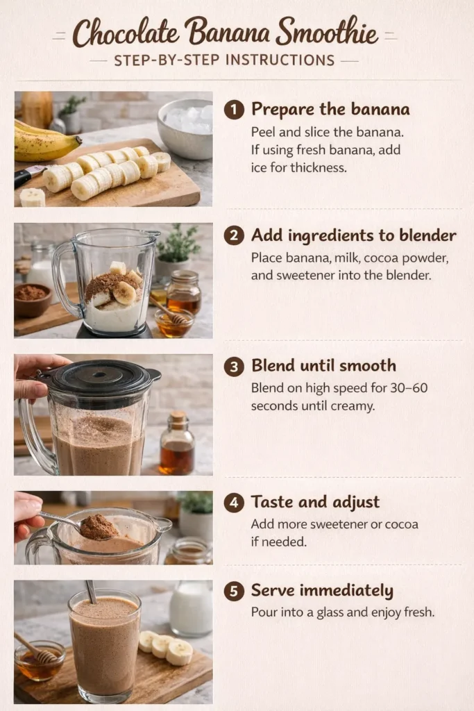 Step By Step Instructions Basic Chocolate Banana Smoothie