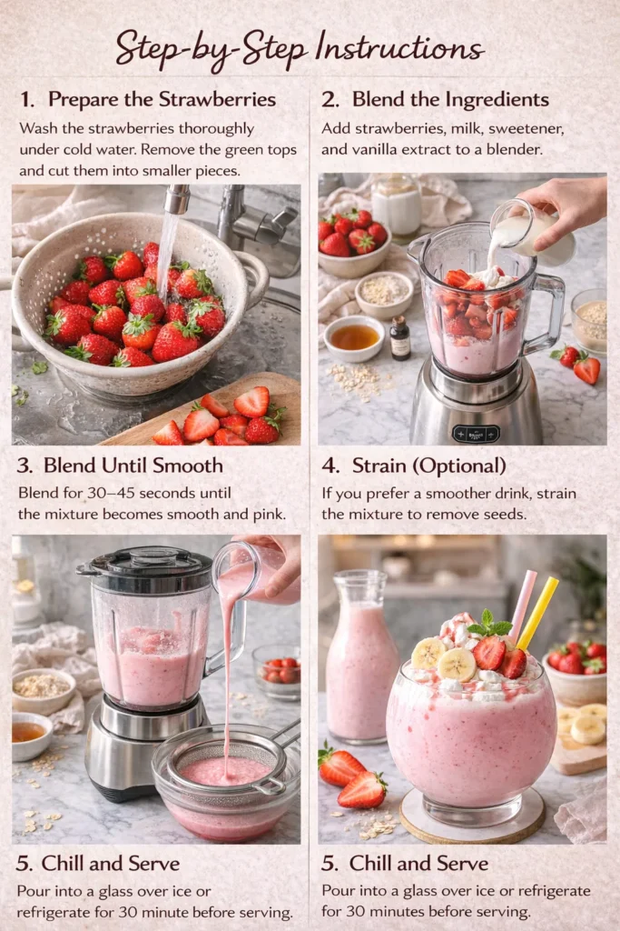 Step By Step Instructions Strawberry Milk Recipe