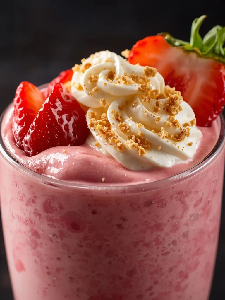 Strawberry Cheesecake Valentine Smoothie Dessert Style Resturent Serve Style Closeup