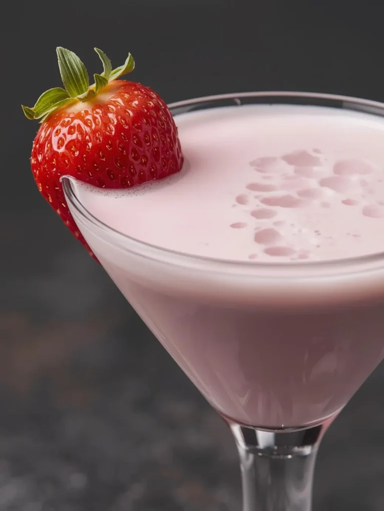 Strawberry Honey Milk Resturent Serve Style Closeup Mordern Style