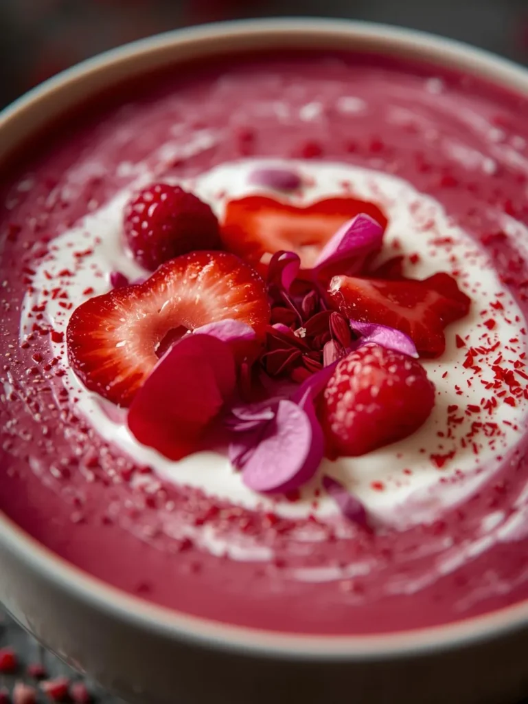 Valentine Smoothie Bowl Resturent Serve Style Closeup