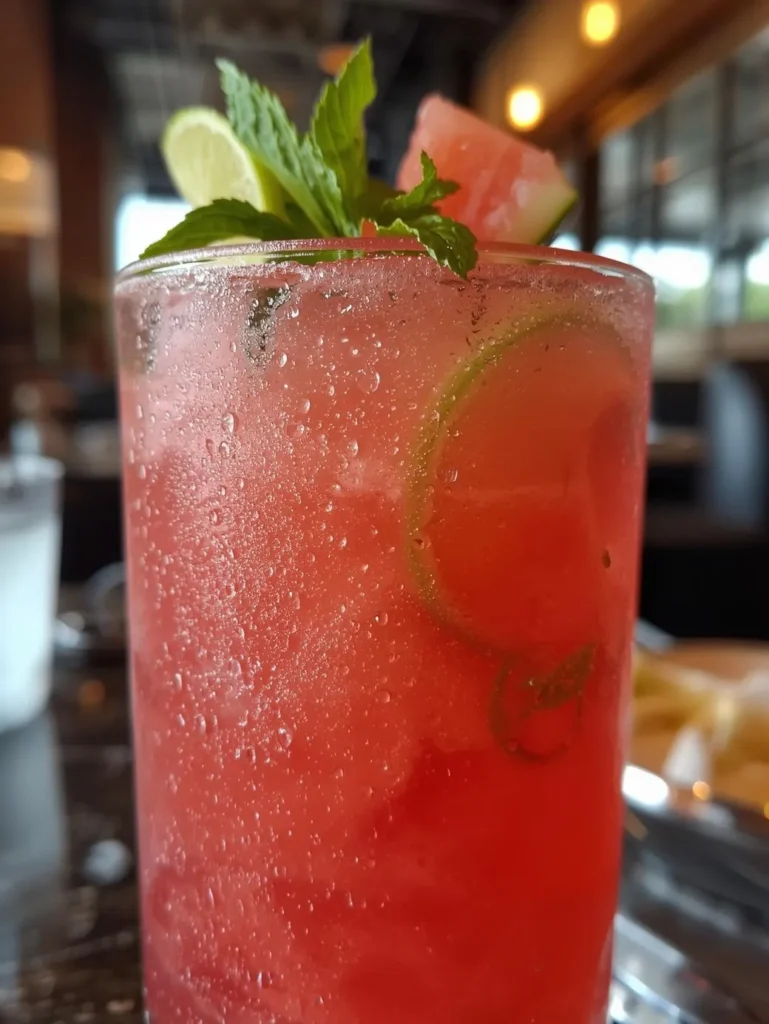 Watermelon Lime Love Drink Resturent Serve Style Closeup