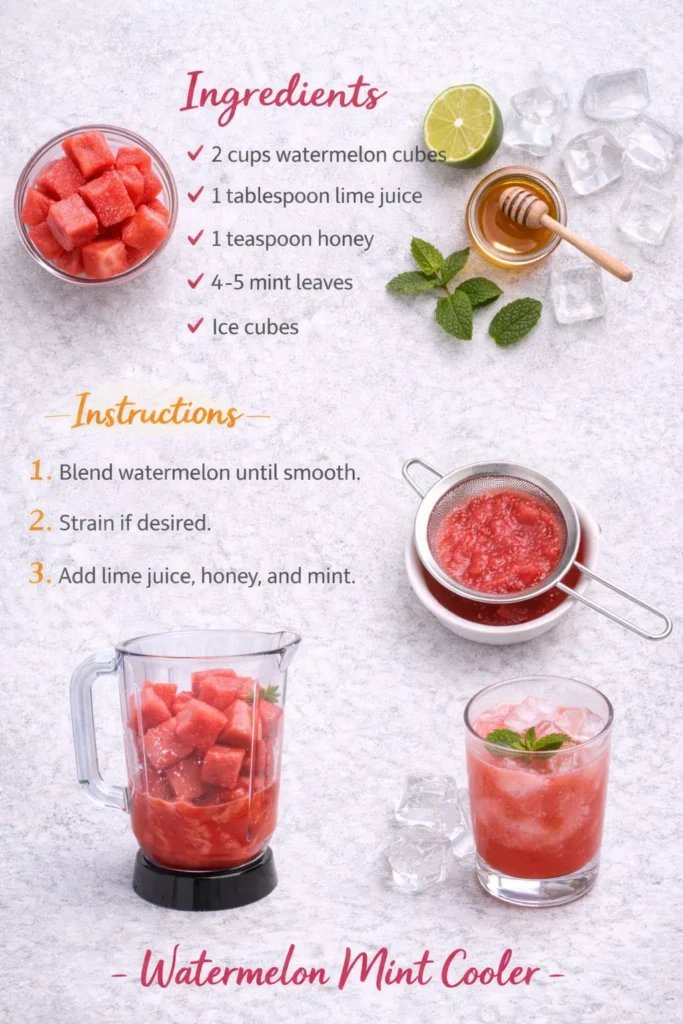 Watermelon Mint Cooler Recipe Layout