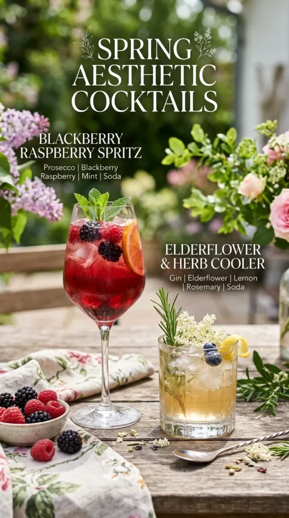 2 Spring Aesthetic Cocktails Blackberry Raspberry Spritz