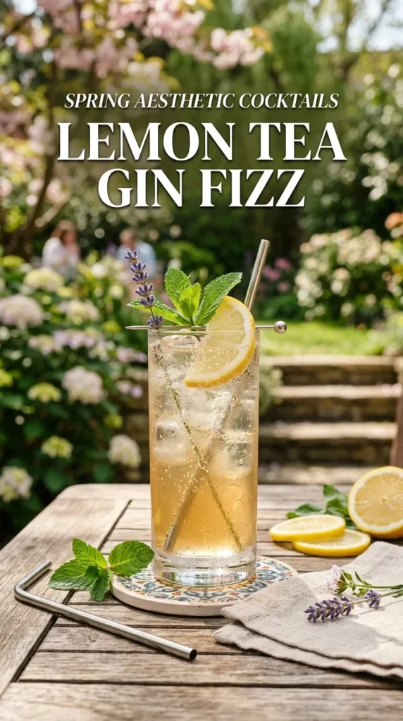 3 Spring Aesthetic Cocktails Lemon Tea Gin Fizz