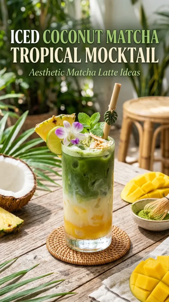 6  Iced Coconut Matcha Tropical Mocktail