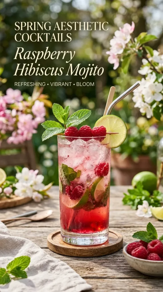 8 Spring Aesthetic Cocktails Raspberry Hibiscus Mojito