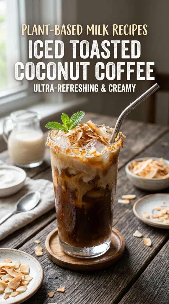 Plant Based Milk Recipes Iced Toasted Coconut Coffee