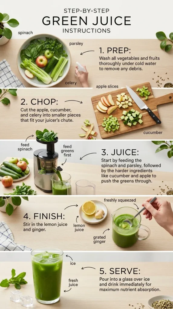 Skin Glowing Green Juice Step By Step Instructions